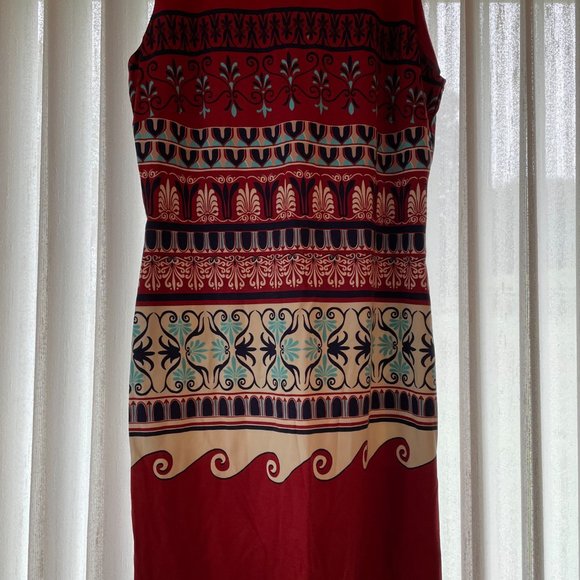 J McLaughlin Woman's Dress Sz M Red Tribal print Sleeveless - Picture 1 of 6